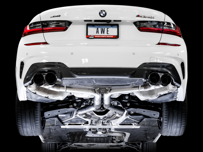 AWE Tuning 2019+ BMW M340i (G20) Track Edition Exhaust - Quad Diamond Black Tips - GTR Auto
