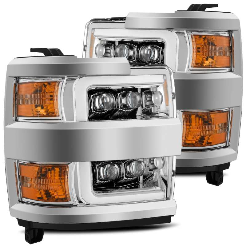 AlphaRex 15-18 Chevy 2500HD NOVA LED Proj Headlights Plank Style Chrome w/Activ Light/Seq Signal/DRL - GTR Auto