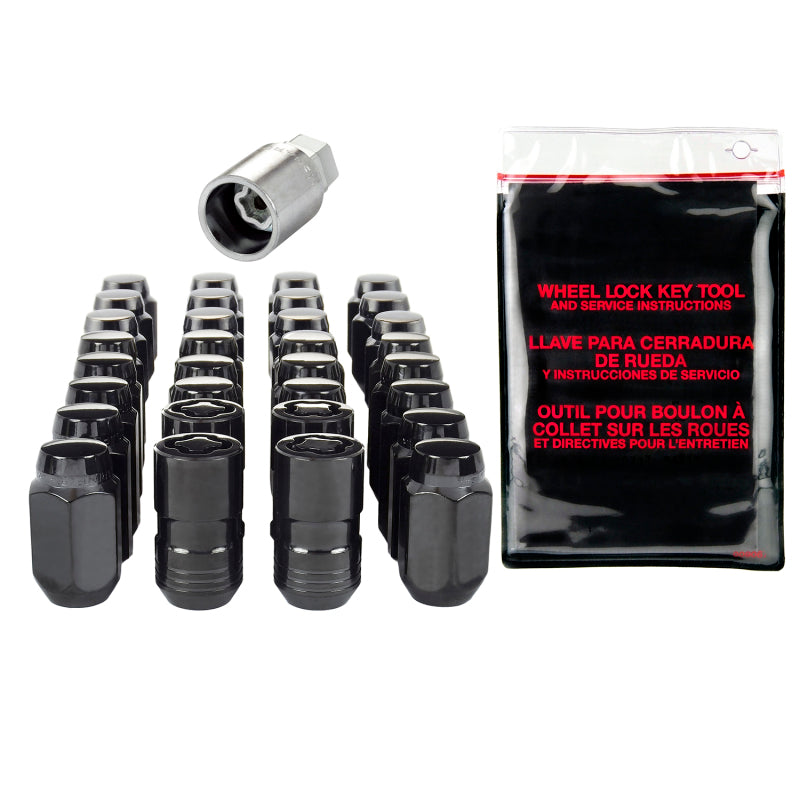 McGard 8 Lug Hex Install Kit w/Locks (Cone Seat Nut) M14X1.5 / 22mm Hex / 1.635in. Length - Black - GTR Auto