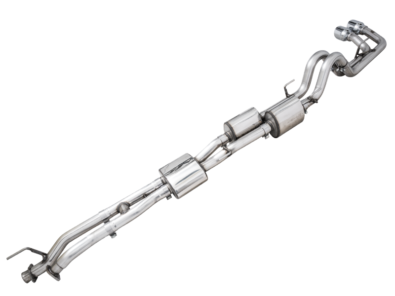 AWE Tuning 16-22 Toyota Tacoma 0FG Cat-Back Exhaust w/ BashGuard - Dual Chrome Silver Tips