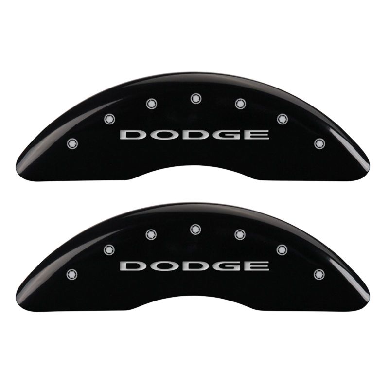 MGP 4 Caliper Covers Engraved Front & Rear With out stripes/Dodge Black finish silver ch - GTR Auto