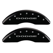 Load image into Gallery viewer, MGP 4 Caliper Covers Engraved Front &amp; Rear With out stripes/Dodge Black finish silver ch - GTR Auto