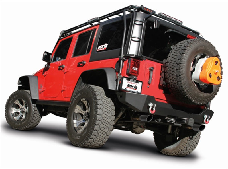 Borla 12-16 Jeep Wrangler 3.6L AT/MT 4DR 4WD S SQ RL AC SR 2.5in 2in TIP 3.5inx3.28in Black Chrome - GTR Auto