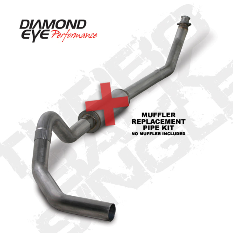 Diamond Eye KIT 4in Turbo Back MFLR RPLCMENT PIPE SGL SS: 98.5-02 DODGE CUMMINS 5.9L - GTR Auto