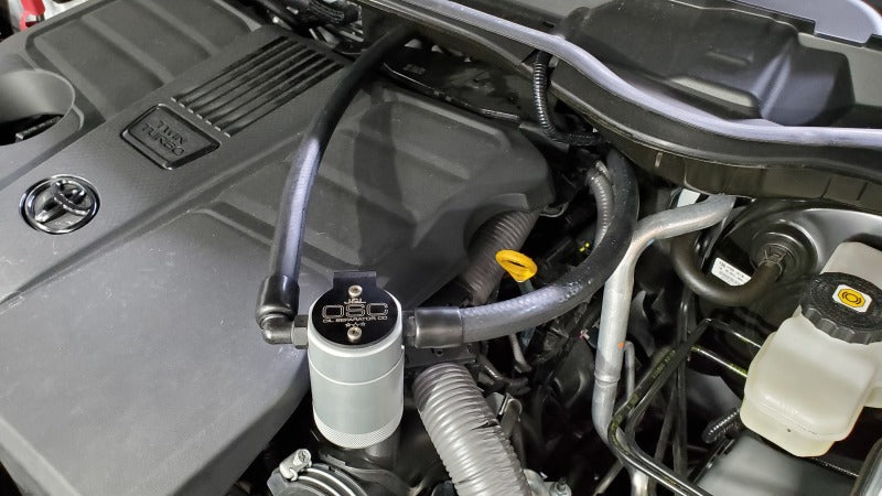 J&amp;L 22-25 Toyota Tundra, 23-25 Sequoia 3.5L Turbo Oil Separator 3.0 Driver Side - Clear Anodized - GTR Auto