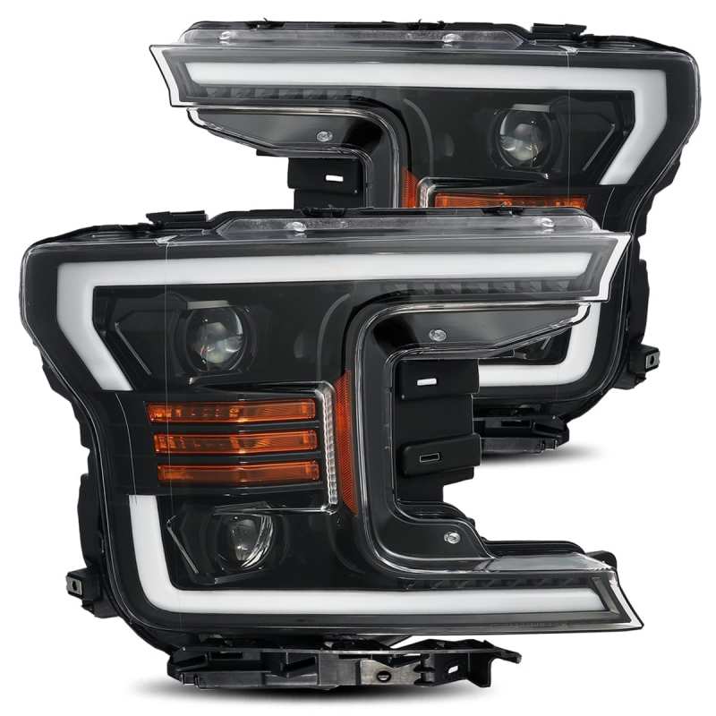 AlphaRex 18-19 Ford F-150 PRO-Series Proj Headlights Plank Style Gloss Blk w/Activ Light/Seq Signal - GTR Auto