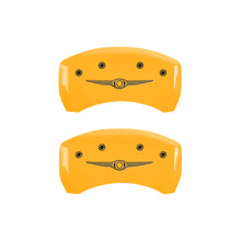 Load image into Gallery viewer, MGP 4 Caliper Covers Engraved Front &amp; Rear Style 1/Chrysler Wing Yellow finish black ch