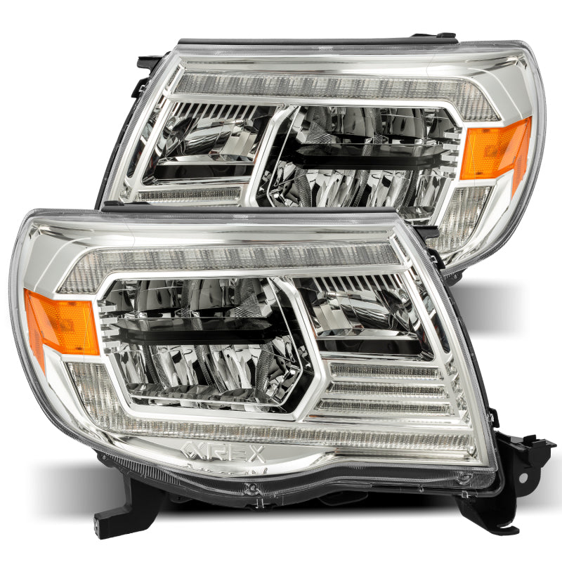 AlphaRex 05-11 Toyota Tacoma LUXX Crystal Headlights Plank Style Chrome w/Activation Light/DRL - GTR Auto