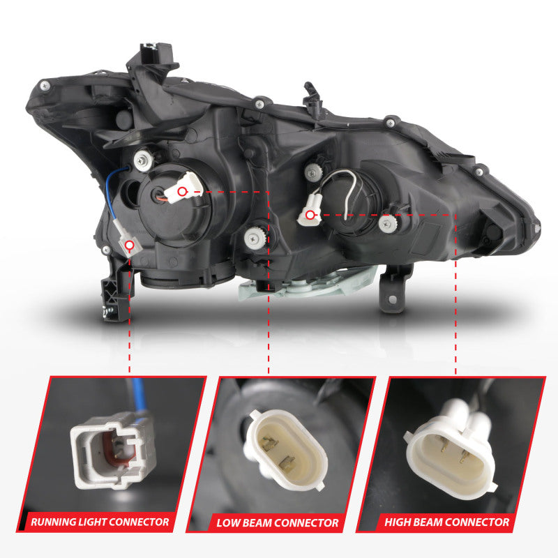ANZO 13-15 Nissan Altima (w/o Factory HID Bulbs) Projector Headlights - w/ Light Bar Black Housing - GTR Auto