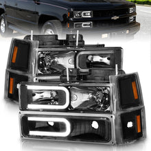 Load image into Gallery viewer, ANZO 88-98 Chevrolet C1500 Crystal Headlights w/ Light Bar Black Housing w/ Signal Side Markers 8Pcs - GTR Auto