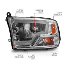 Load image into Gallery viewer, ANZO 2009-2018 Dodge Ram 1500/ 2500/ 3500 Crystal Headlights w/ Light Bar Chrome Housing - GTR Auto