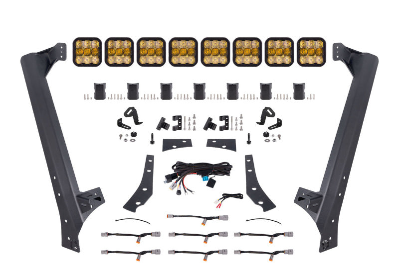 Diode Dynamics Jeep JK SS5 Pro CrossLink Windshield - Yellow Combo Lightbar Kit - GTR Auto
