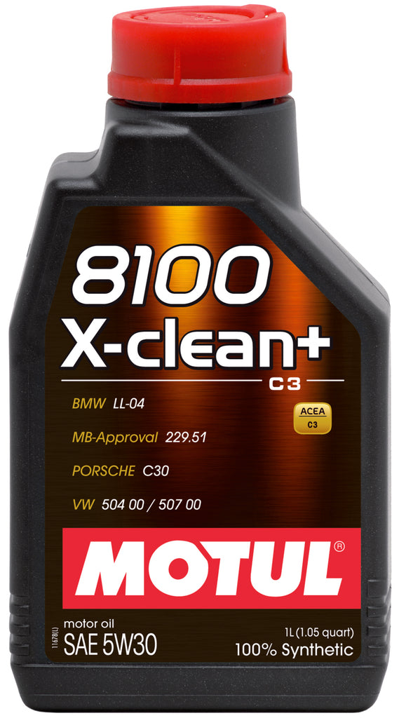 Motul 1L Synthetic Engine Oil 8100 5W30 X-CLEAN - LL04- MB 229.51- 504.00-507.00 - GTR Auto