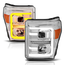 Load image into Gallery viewer, ANZO 11-16 Ford F-250/F-350/F-450 Projector Headlights w/ Plank Style Switchback Chrome w/Amber - GTR Auto
