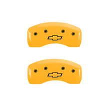 Load image into Gallery viewer, MGP 4 Caliper Covers Engraved Front &amp; Rear Bowtie Yellow Finish Black Char 2008 Chevrolet Impala
