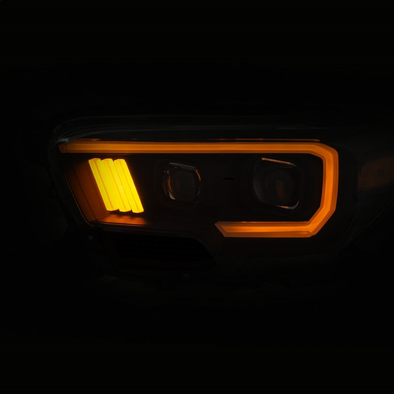 ANZO 2016-2017 Toyota Tacoma Projector Headlights w/ Plank Style Switchback Black w/ Amber w/ DRL - GTR Auto
