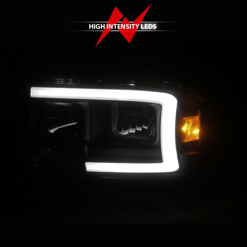 ANZO 97-04 Dodge Dakota/Durango Crystal headlight Set w/ Light Bar Black Housing - GTR Auto