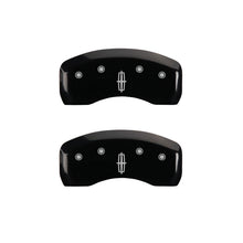 Load image into Gallery viewer, MGP 4 Caliper Covers Engraved Fr Lincoln Rr Star Logo Blk Finish Silver Char 17 Lincoln Continental 36024SLC1BK