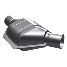 Load image into Gallery viewer, MagnaFlow Universal Catalytic Converter 2in Inlet/Outlet Angled Offset/Center Oval (California)