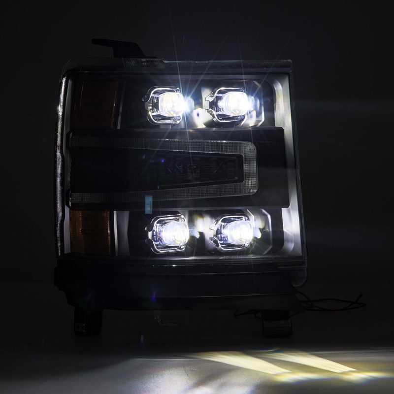 AlphaRex 16-18 Chevy 1500HD NOVA-Series LED Proj Headlights BK w/Actv Lgt/SeqSig & DRL (Req 810023) - GTR Auto