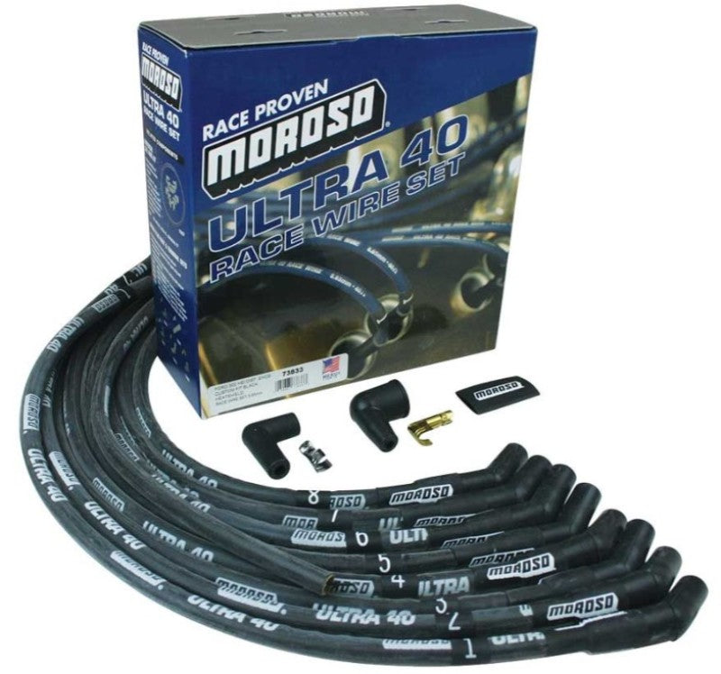 Moroso Ford 289-302 Ignition Wire Set - Ultra 40 - Sleeved - HEI - 135 Degree - Black 73833