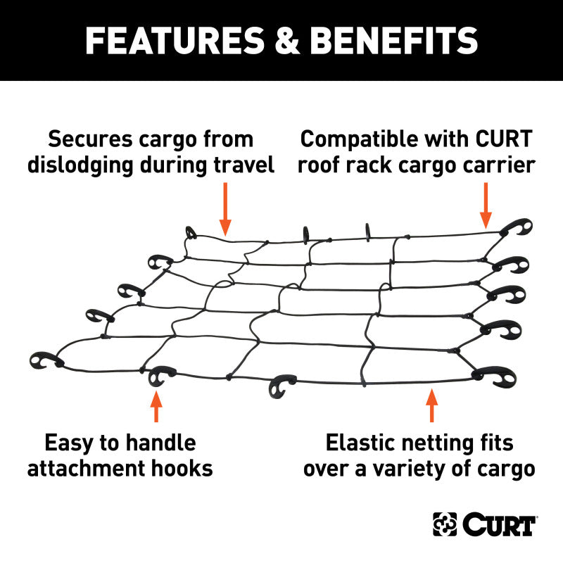 Curt 44in x 38in Roof Rack Cargo Net