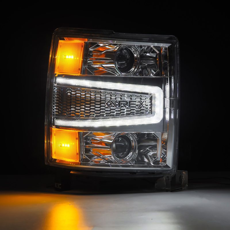 AlphaRex 04-15 Chevy 1500HD LUXX LED Proj Headlights Chrome w/Seq Activation Light / Seq Signal - GTR Auto
