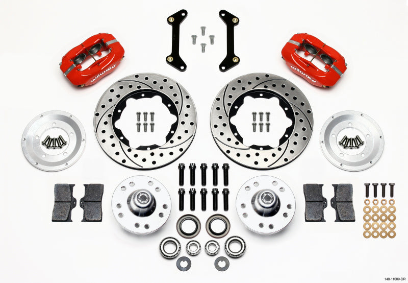 Wilwood Forged Dynalite Front Kit 11.00in Drilled Red 79-87 GM G Body - GTR Auto