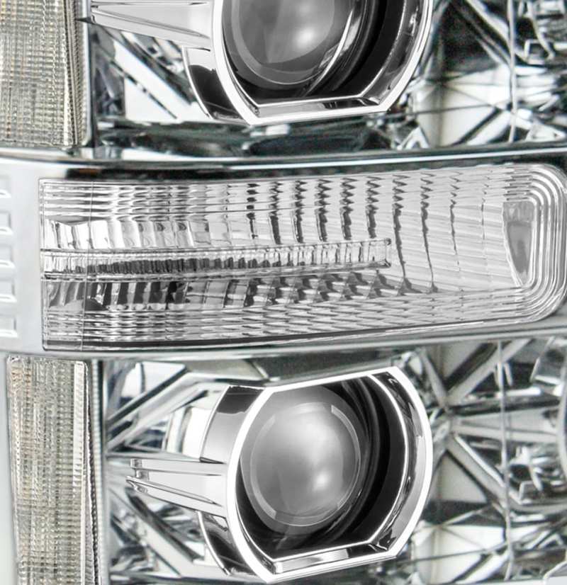 AlphaRex 11-16 Ford F-250 SD PRO-Series Projector Headlights Plank Style Design Chrome w/Seq Signal - GTR Auto