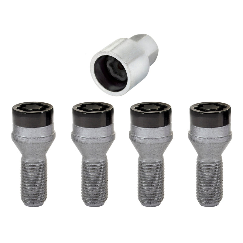 McGard Wheel Lock Bolt Set - 4pk. (Cone Seat) M14X1.25 / 17mm Hex / 27.3mm Shank Length - Black - GTR Auto