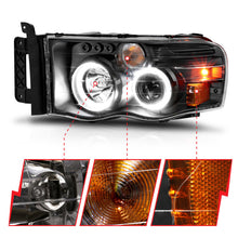 Load image into Gallery viewer, ANZO 2002-2005 Dodge Ram 1500 Projector Headlights w/ Halo Black Clear Amber - GTR Auto