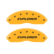 Load image into Gallery viewer, MGP 4 Caliper Covers Engraved Front &amp; Rear Explorer/2011 Yellow Finish Black Char 2006 Ford Explorer