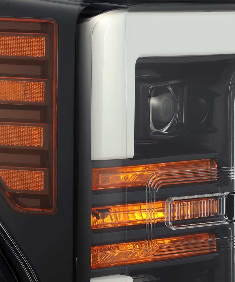 AlphaRex 17-19 Ford F-250 SD PRO-Series Proj Headlights Plank Style Black w/Activ Light/Seq Signal - GTR Auto