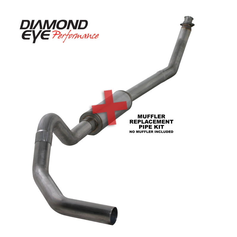 Diamond Eye KIT 4in Turbo Back MFLR RPLCMENT PIPE SGL SS: 98.5-02 DODGE CUMMINS 5.9L - GTR Auto