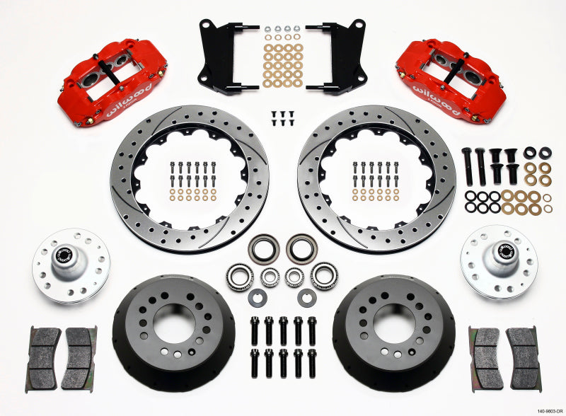 Wilwood Narrow Superlite 6R Front Hub Kit 12.88in Drill Red 67-69 Camaro 64-72 Nova Chevelle - GTR Auto