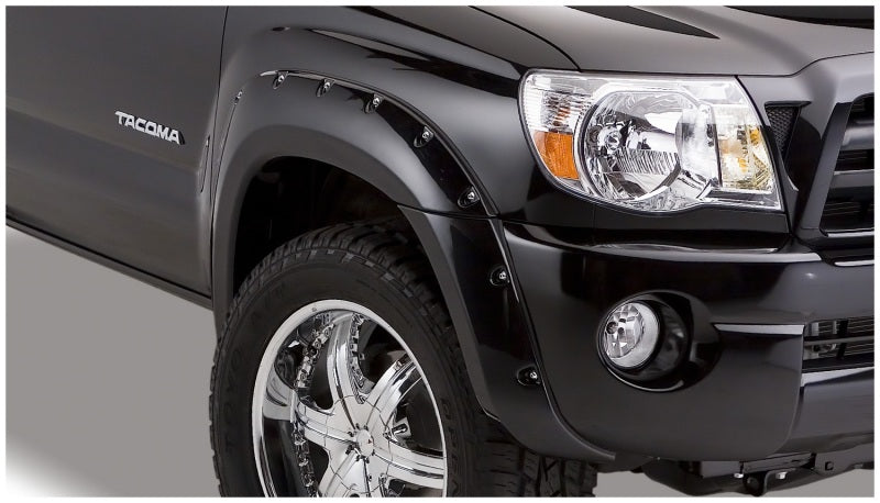 Bushwacker 05-11 Toyota Tacoma Fleetside Pocket Style Flares 4pc 73.5in Bed - Black - GTR Auto
