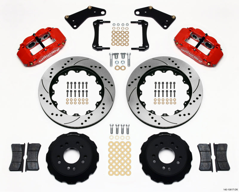 Wilwood Narrow Superlite 6R Front Hat Kit 14.00in Drill Red 65-82 Corvette C2/C3 - GTR Auto