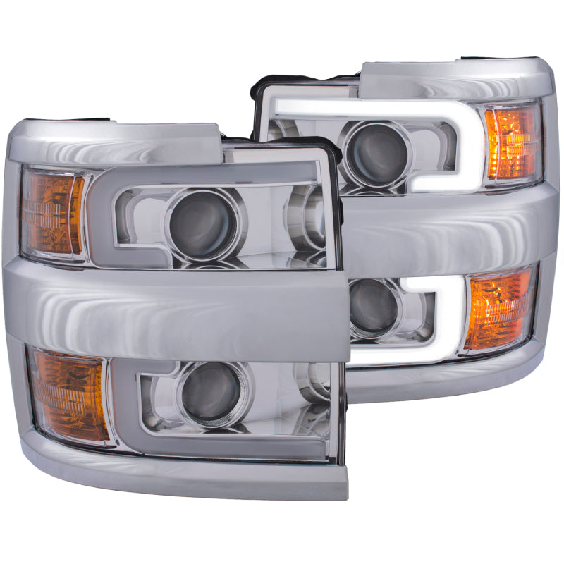 ANZO Projector Headlights 15-17 Chevrolet Silverado 2500HD / 3500HD Chrome w/ Chrome Rim - GTR Auto