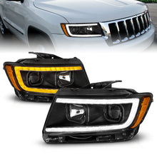 Load image into Gallery viewer, ANZO 11-13 Jeep Grand Cherokee (Factory Halogen Only) Projector Headlights w/Light Bar Swtchbk Black - GTR Auto
