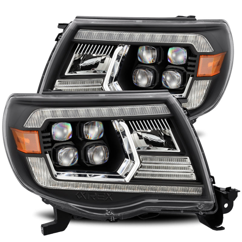 AlphaRex 05-11 Toyota Tacoma NOVA LED Projector Headlights Plank Style Alpha Black w/Activ Light/DRL - GTR Auto