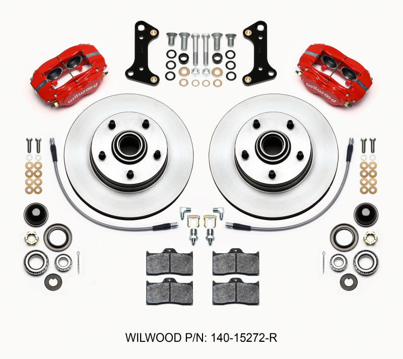 Wilwood Forged Dynalite-M Front Kit 11.00in 1 PC Rotor&Hub Red 67-69 Camaro 64-72 Nova Chevelle - GTR Auto