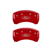 Load image into Gallery viewer, MGP 4 Caliper Covers Engraved Front &amp; Rear Oval logo/Ford Red finish silver ch - GTR Auto