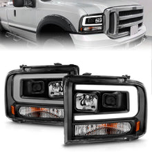 Load image into Gallery viewer, ANZO 99-04 Ford F250/F350/F450/Excursion (excl 99) Projector Headlights - w/ Light Bar Black Housing - GTR Auto