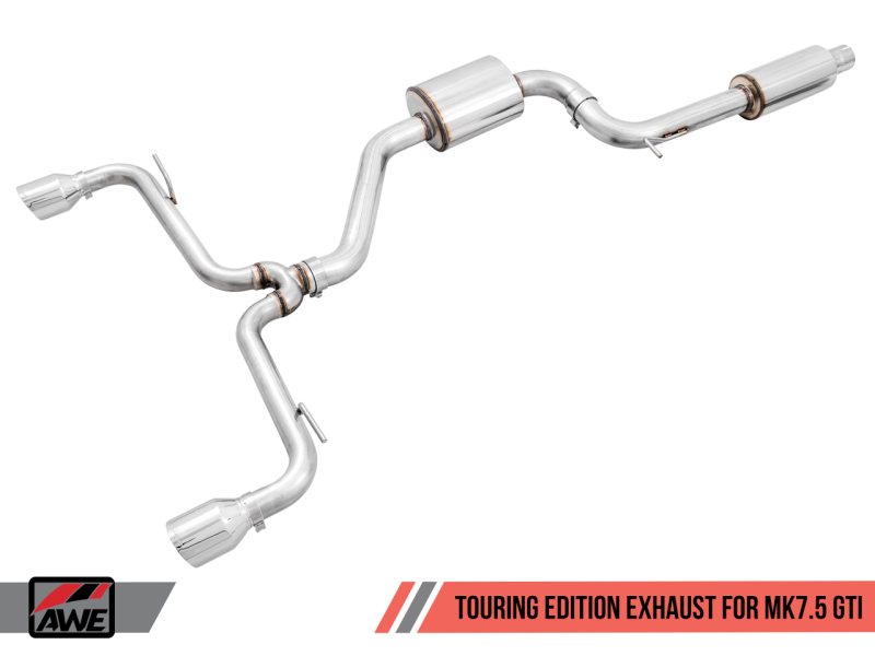 AWE Tuning Volkswagen GTI MK7.5 2.0T Touring Edition Exhaust w/Chrome Silver Tips 102mm - GTR Auto