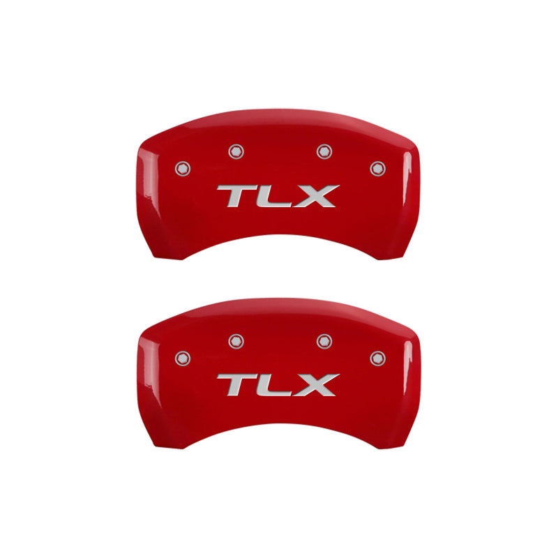 MGP 4 Caliper Covers Engraved Front Acura Engraved Rear TLX Red finish silver ch - GTR Auto
