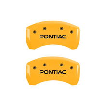 Load image into Gallery viewer, MGP 4 Caliper Covers Engraved Front &amp; Rear Pontiac Yellow Finish Black Char 2001 Pontiac Firebird 18028SPOPYL