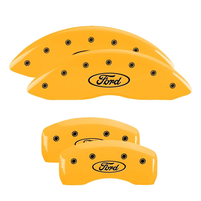 MGP 4 Caliper Covers Engraved Front & Rear Oval logo/Ford Yellow finish black ch - GTR Auto