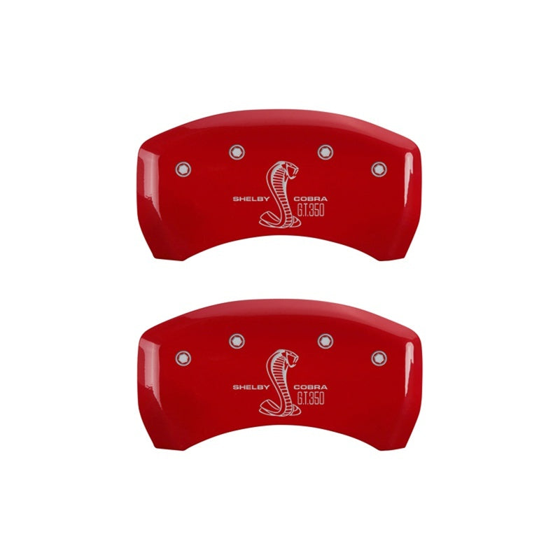 MGP Rear set 2 Caliper Covers Engraved Rear GT350 Shelby & Cobra Red finish silver ch - GTR Auto