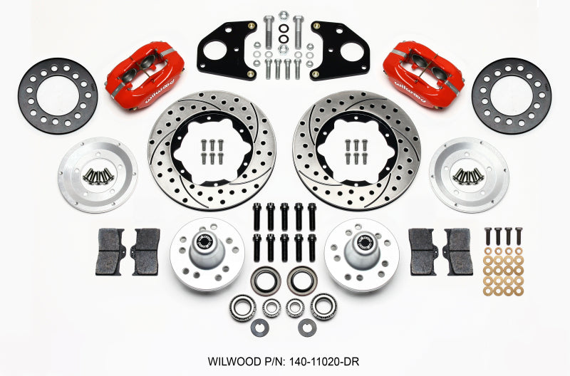 Wilwood Forged Dynalite Front Kit 11.00in Drilled Red 62-72 CDP B & E Body-Drum - GTR Auto