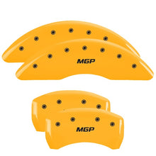 Load image into Gallery viewer, MGP 4 Caliper Covers Engraved Front &amp; Rear MGP Yellow finish black ch - GTR Auto